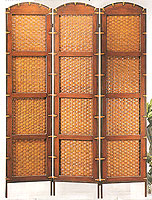 71inch Pahala Rattan Wooden 3 panel Screen