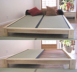 Japanese Solid Wood Bed Frame, Solid Platform Bed King
