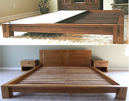 Japanese Solid Wood Bed Frame, Tatami King Bed